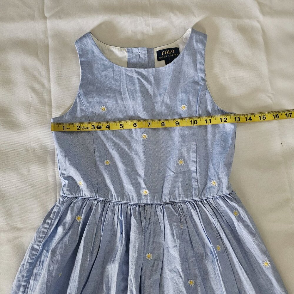 Polo Ralph Lauren Kids Girls Blue Fit And Flare Daisy Oxford Dress Size 7 - Picture 13 of 16